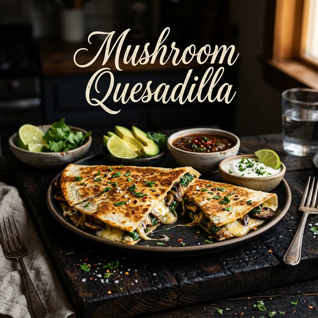Mushroom Spinach Quesadilla